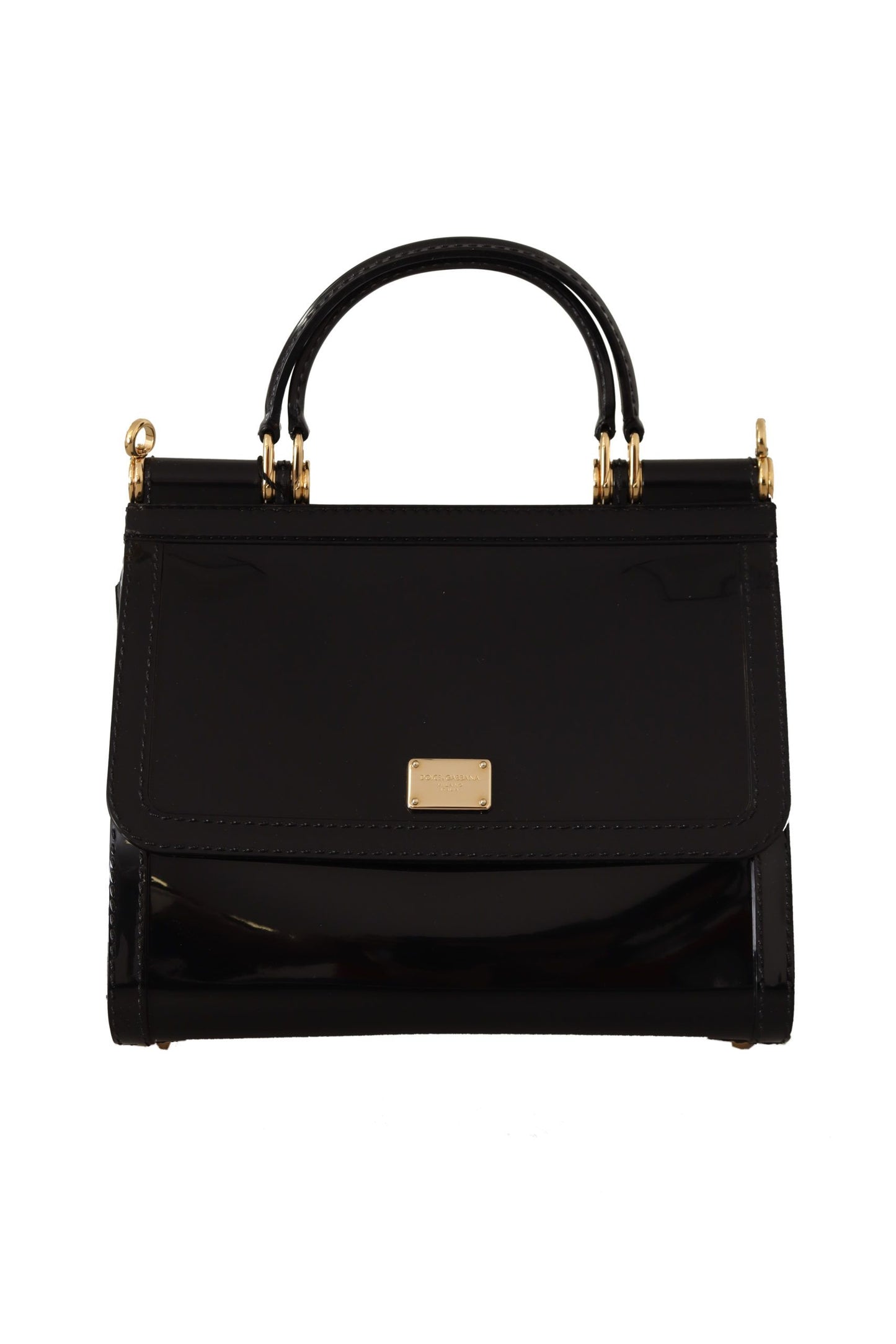 Dolce & Gabbana Elegant Black Sicily PVC Shoulder Bag