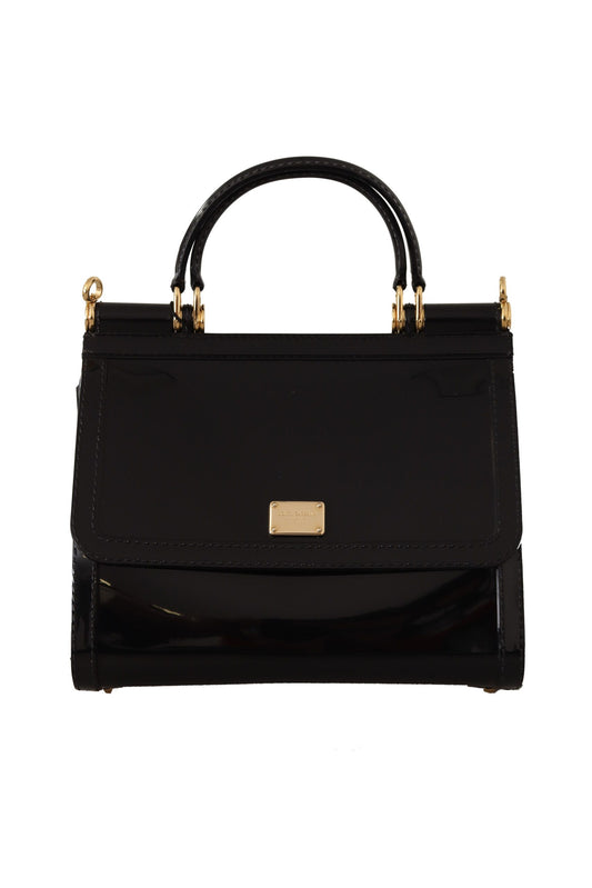 Dolce & Gabbana Elegant Black Sicily PVC Shoulder Bag