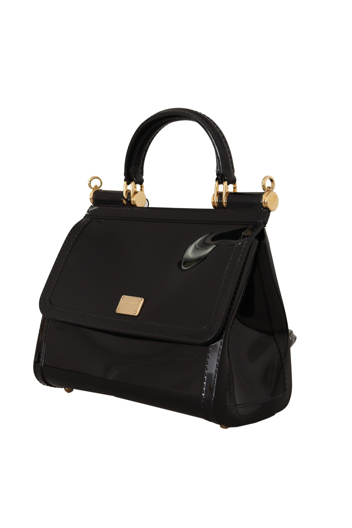 Dolce & Gabbana Elegant Black Sicily PVC Shoulder Bag