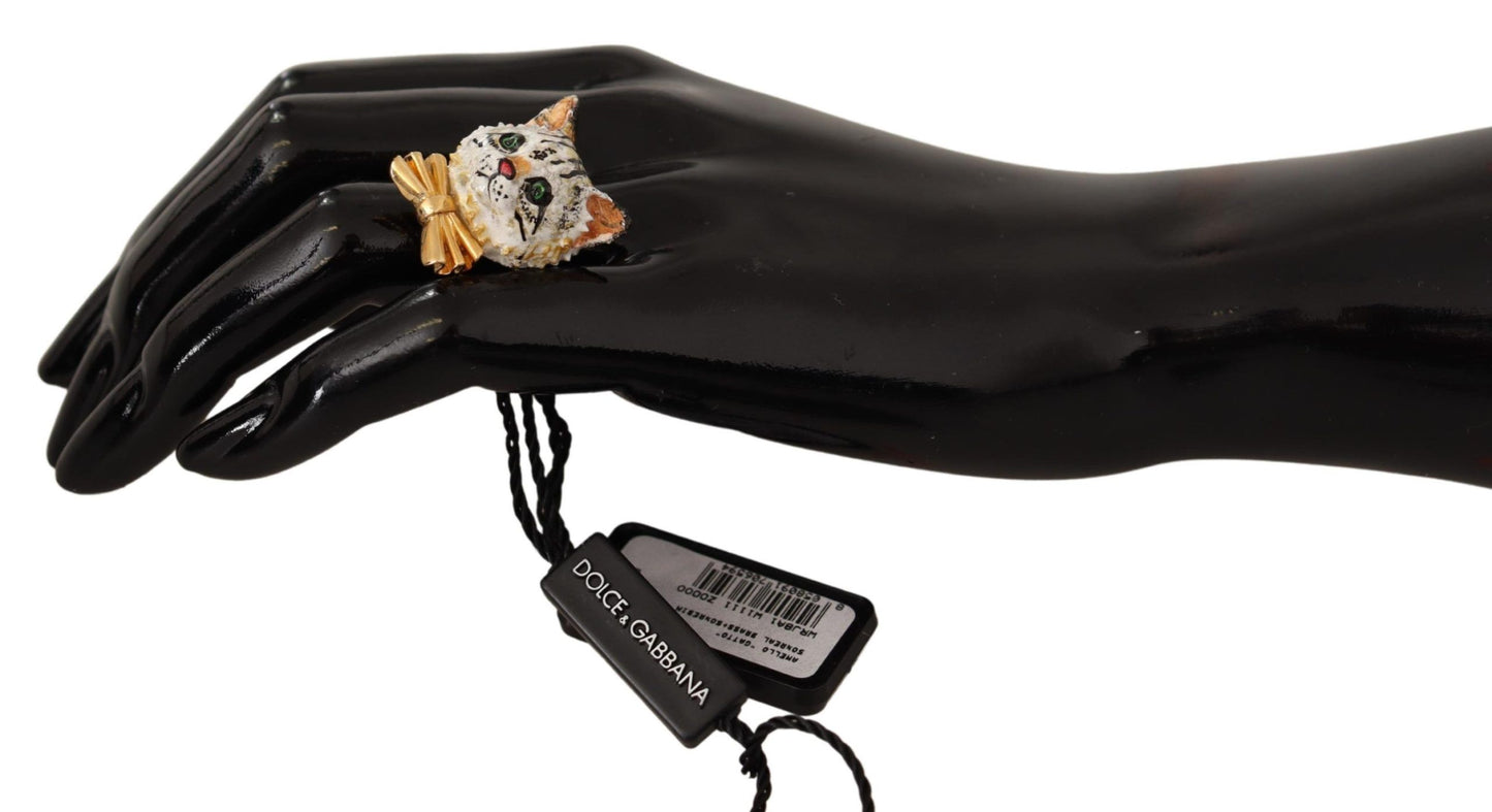 Dolce & Gabbana Elegant Gold Feline Charm Ring