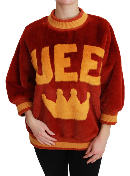 Dolce & Gabbana Regal Faux Fur Crown Sweater