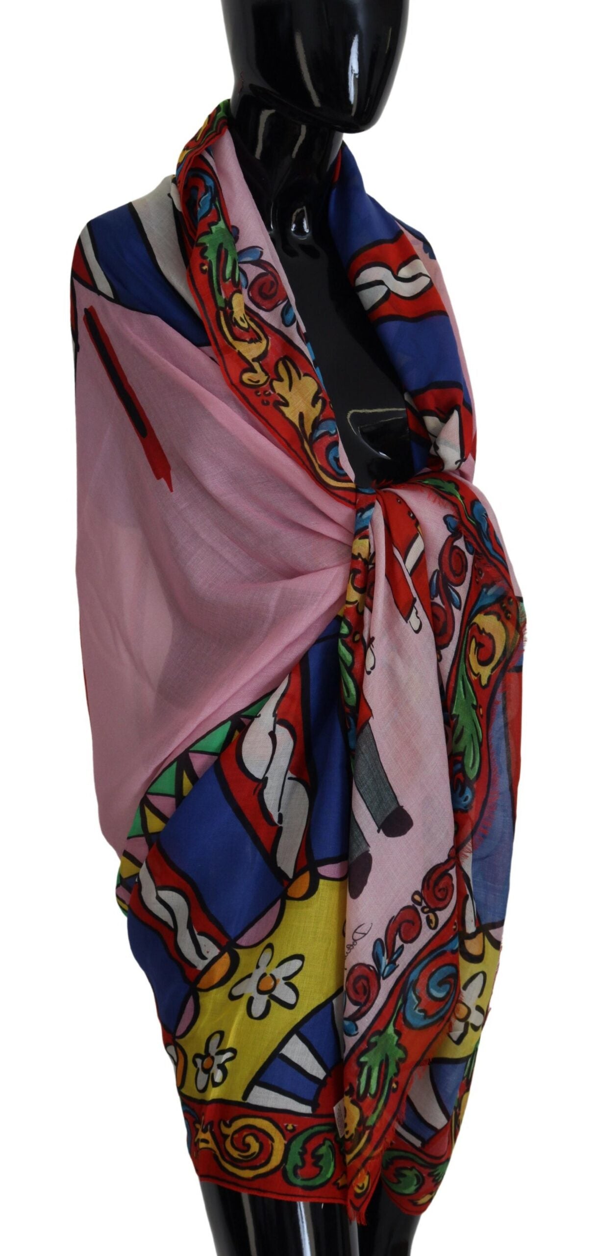 Dolce & Gabbana Multicolor Modal-Cashmere Fringed Scarf