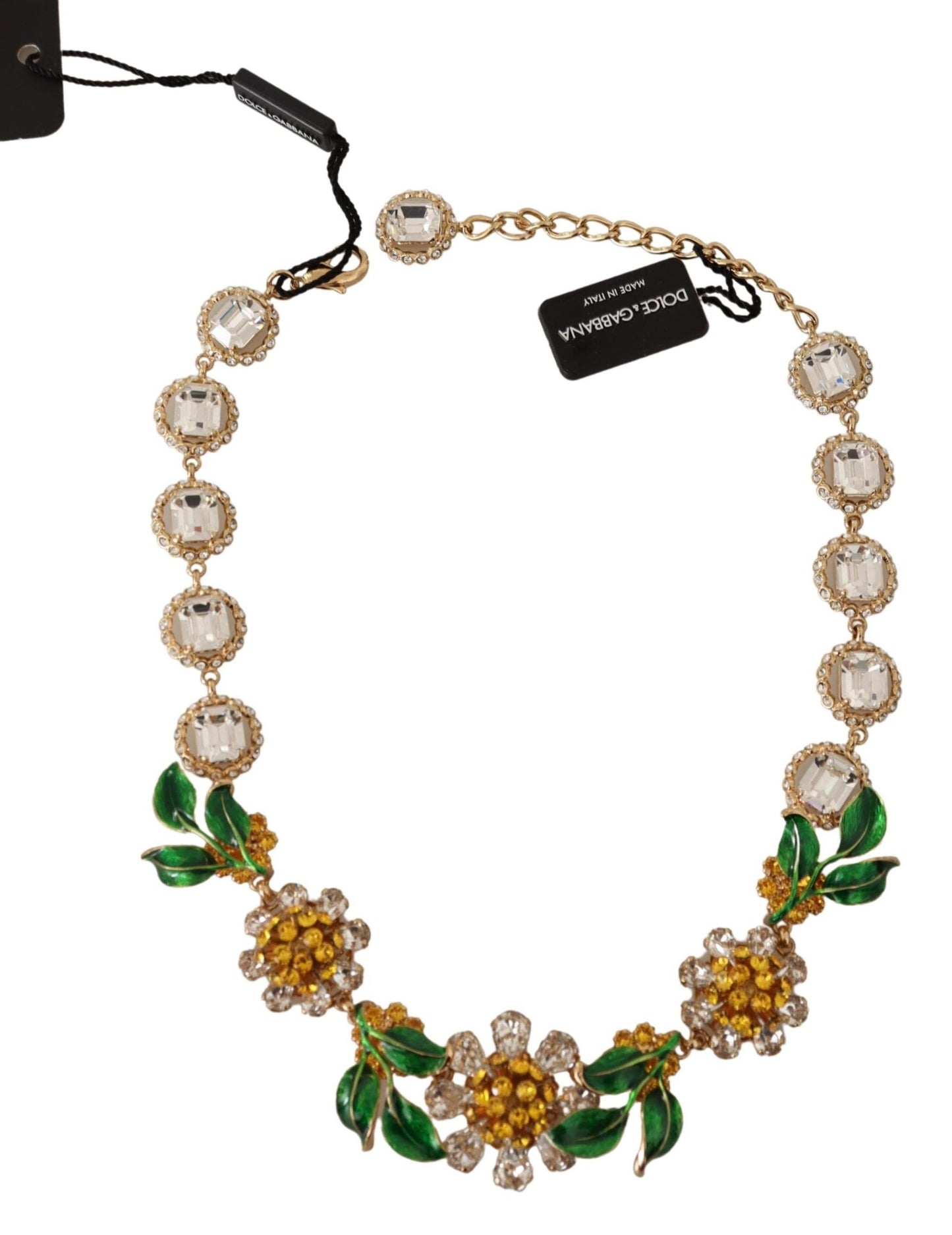 Dolce & Gabbana Exquisite Gold Plated Crystal Charm Necklace