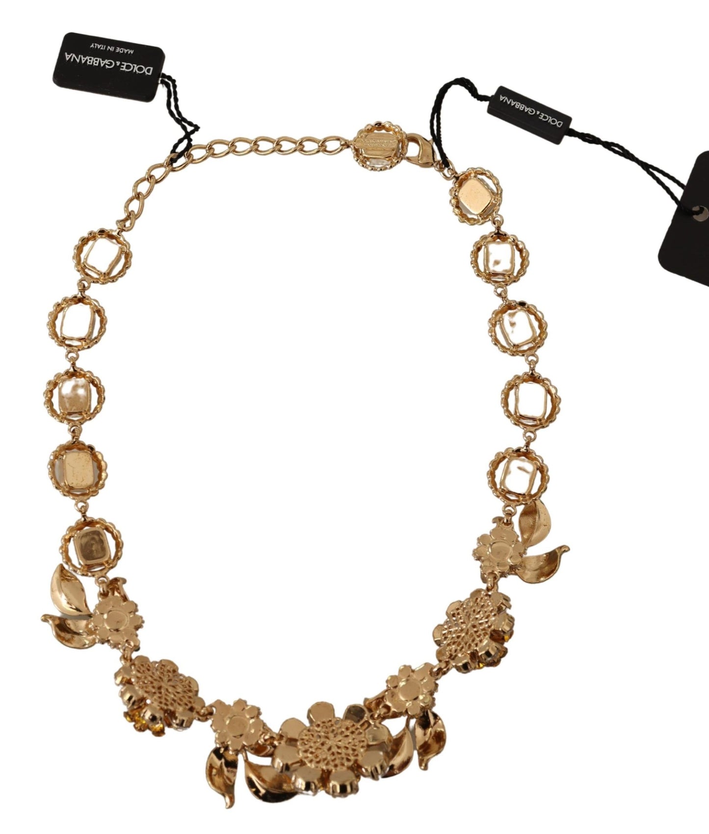 Dolce & Gabbana Exquisite Gold Plated Crystal Charm Necklace