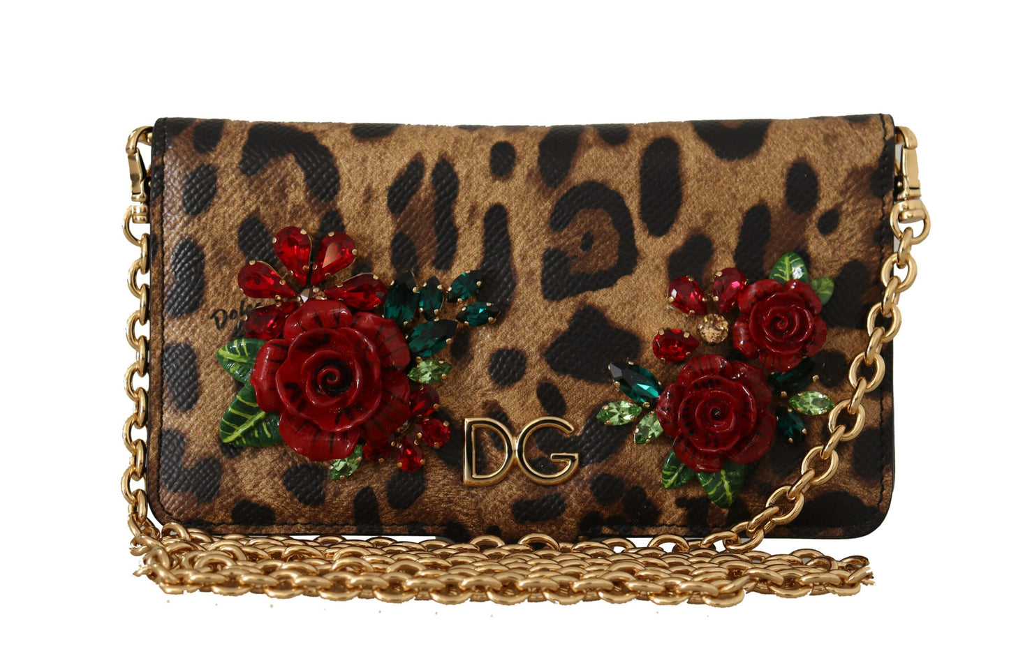 Dolce & Gabbana Elegant Leopard Print Phone Cover with Crystals