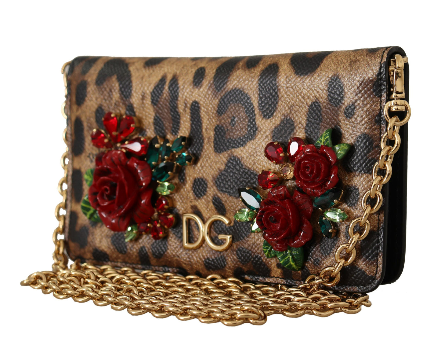 Dolce & Gabbana Elegant Leopard Print Phone Cover with Crystals