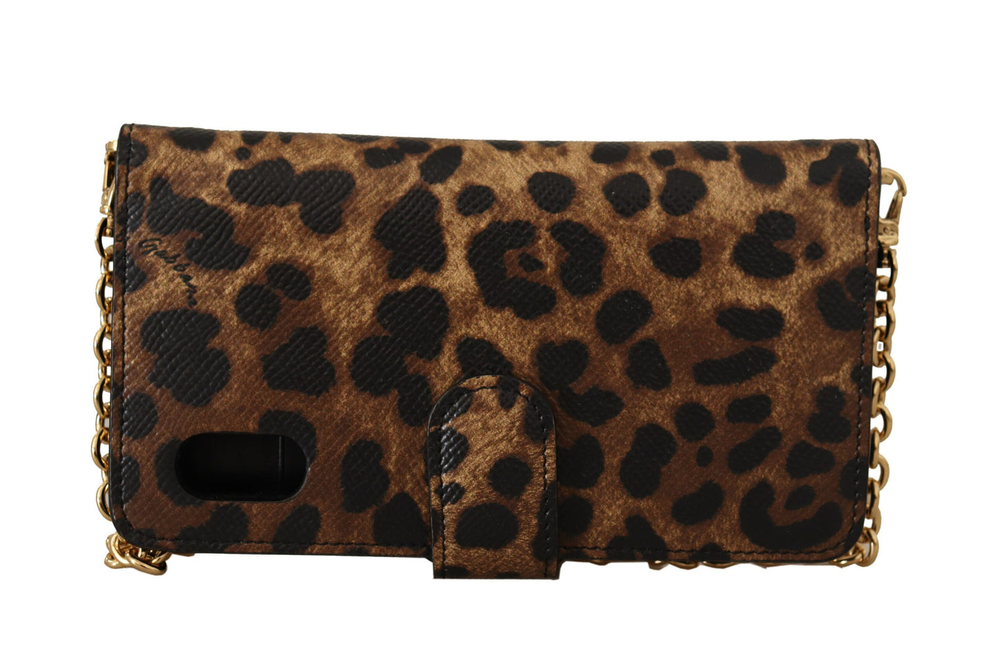 Dolce & Gabbana Elegant Leopard Print Phone Cover with Crystals