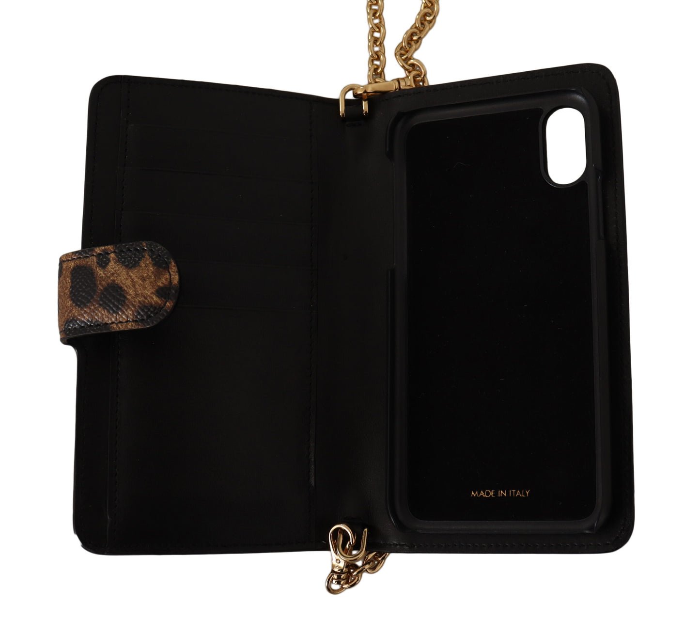 Dolce & Gabbana Elegant Leopard Print Phone Cover with Crystals