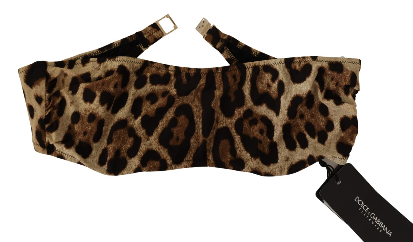 Dolce & Gabbana Leopard Elegance Bandeau Bikini Top