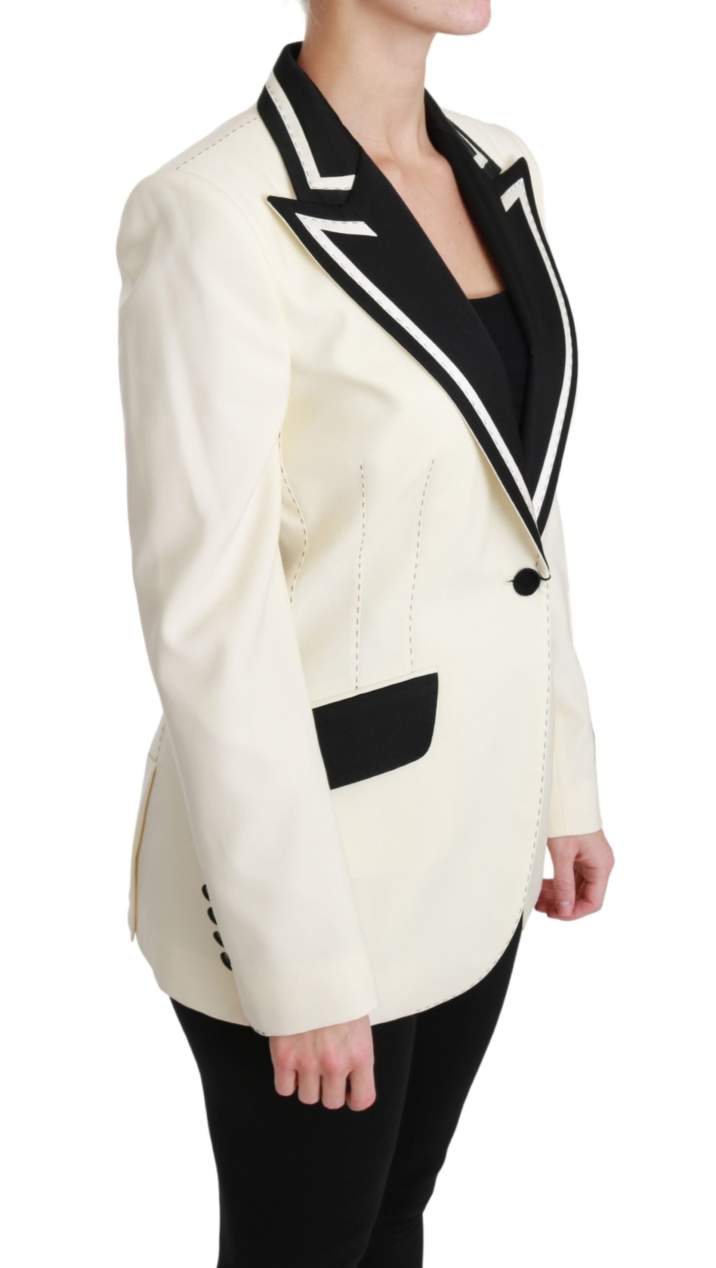 Dolce & Gabbana Elegant Off-White Silk-Lined Blazer