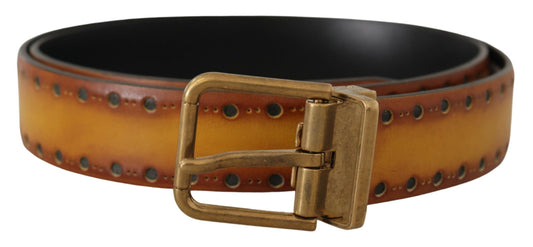 Dolce & Gabbana Elegant Leather Belt with Brass Tone Buckle