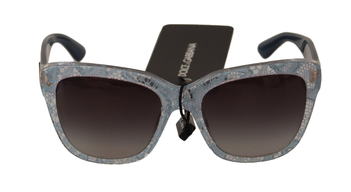 Dolce & Gabbana Elegant Lace-Embellished Blue Sunglasses