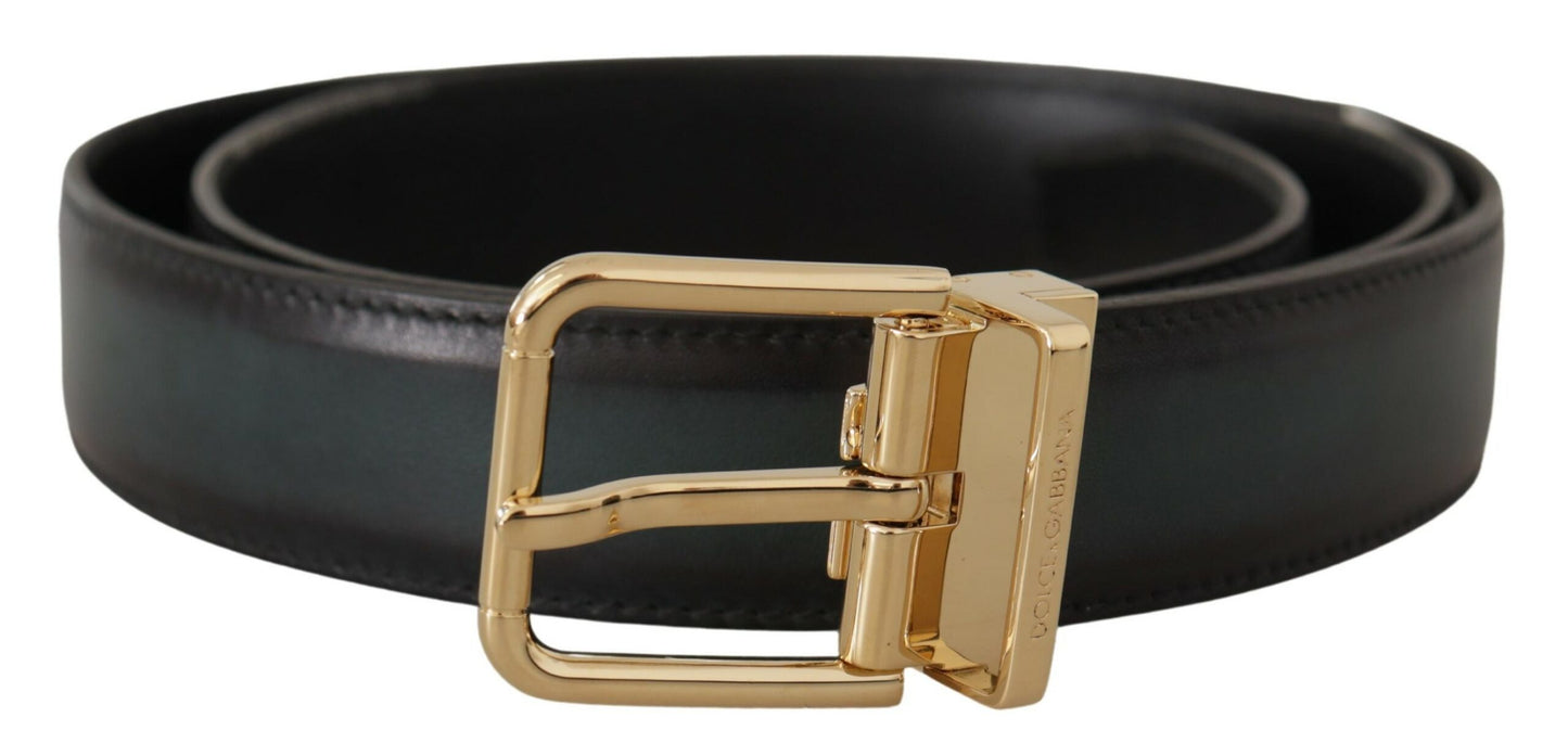 Dolce & Gabbana Elegant Dark Green Leather Belt