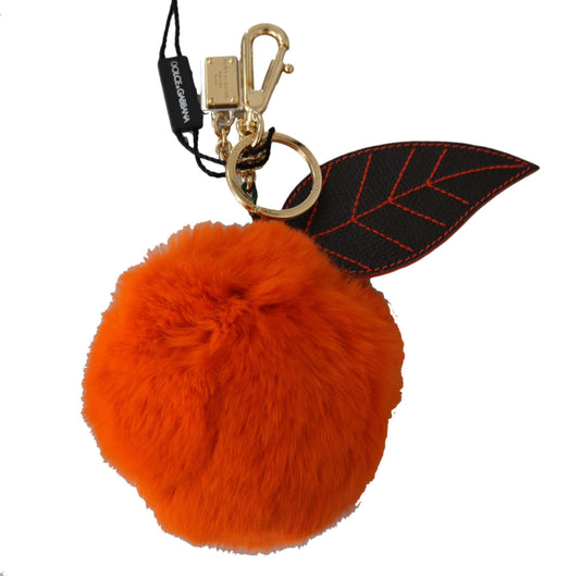 Dolce & Gabbana Chic Gold-Tone Fur Ball Keychain