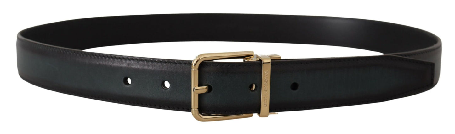 Dolce & Gabbana Elegant Dark Green Leather Belt