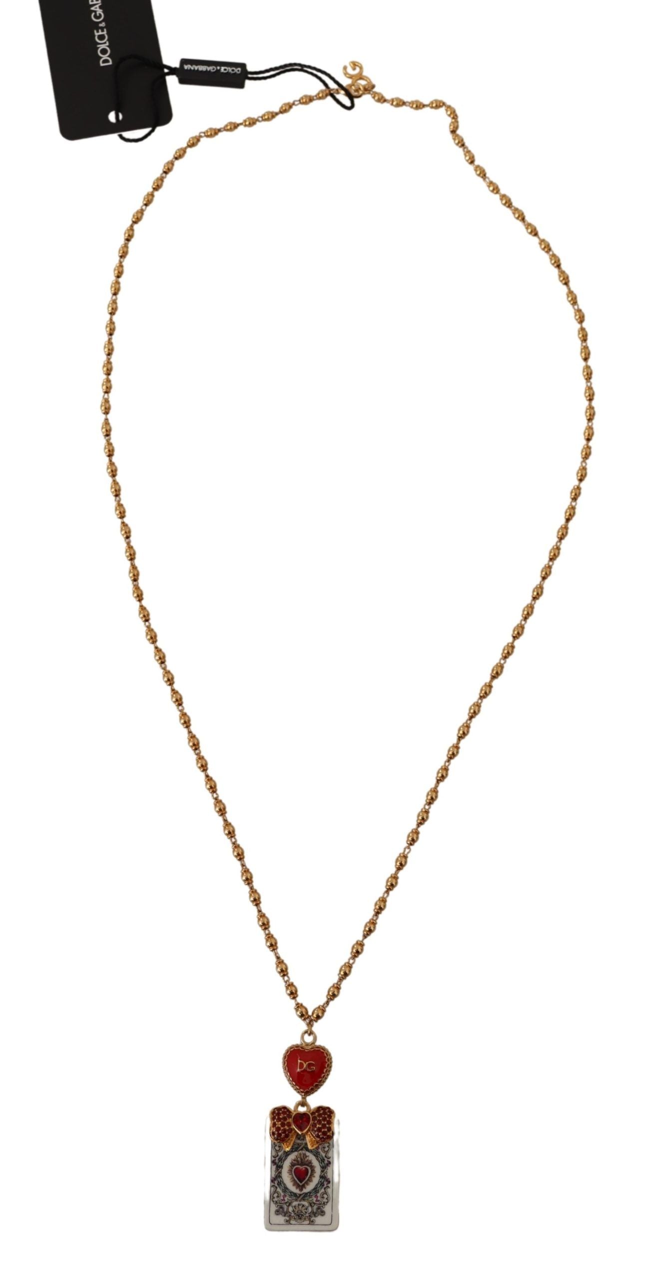 Dolce & Gabbana Elegant Gold & Crystal Charm Necklace