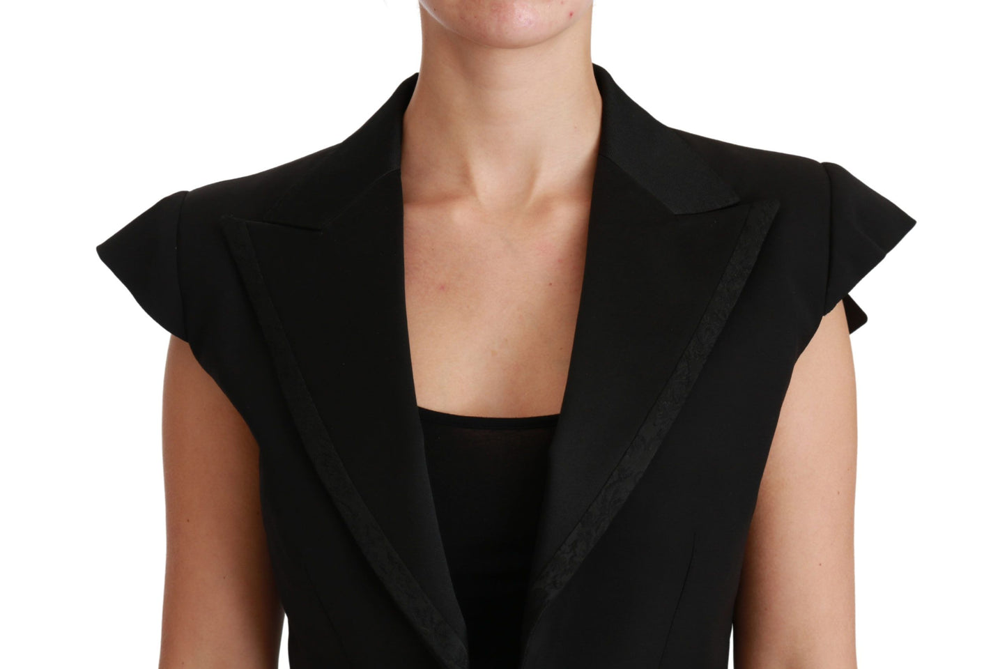 Dolce & Gabbana Elegant Black Cropped Blazer Vest