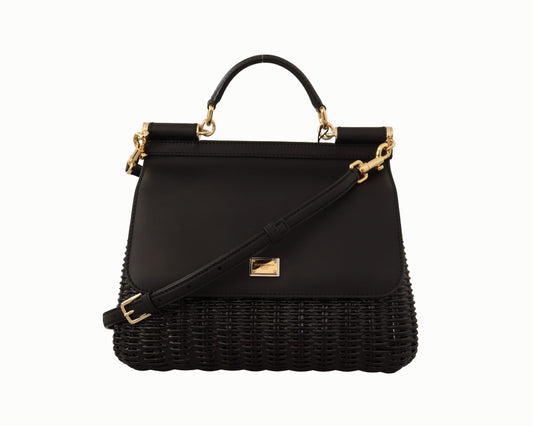 Dolce & Gabbana Elegant Black Weaved Medium Sicily Bag