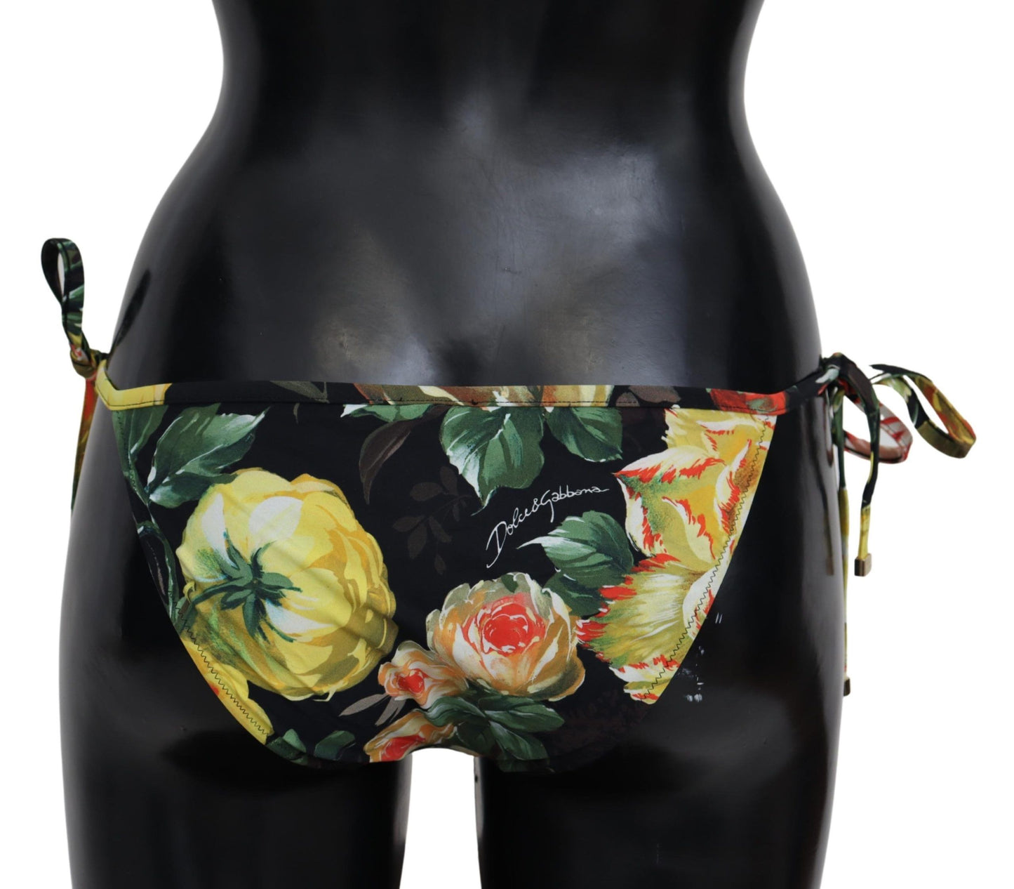 Dolce & Gabbana Elegant Black Floral Bikini Bottom