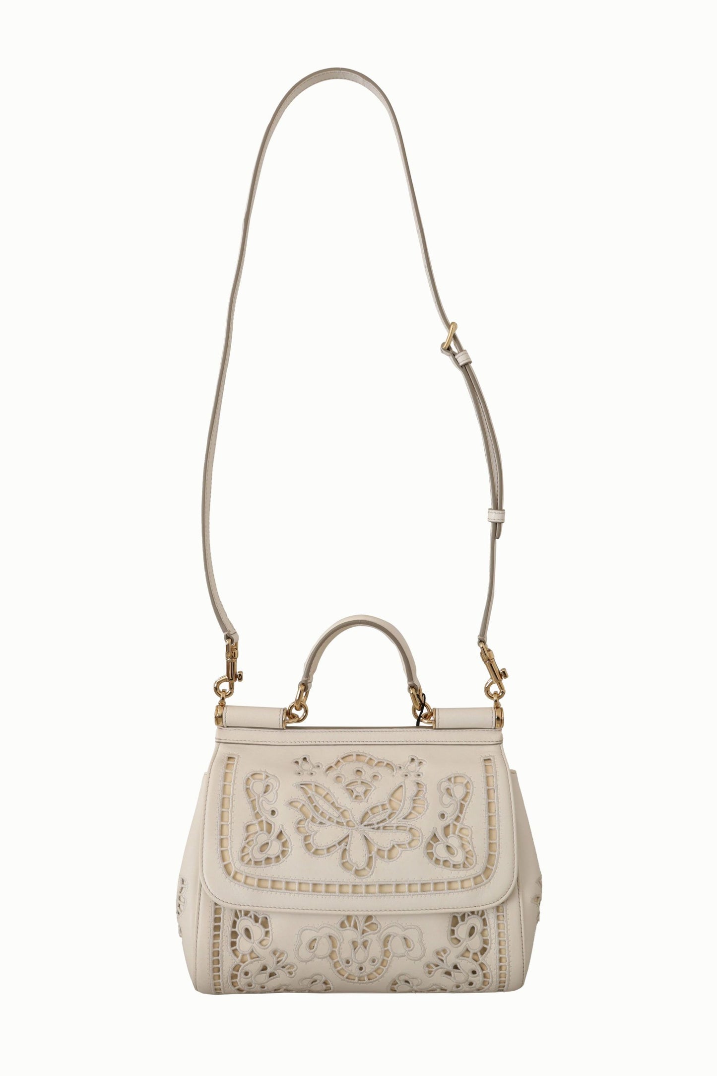 Dolce & Gabbana Elegant White Sicily Leather Shoulder Bag