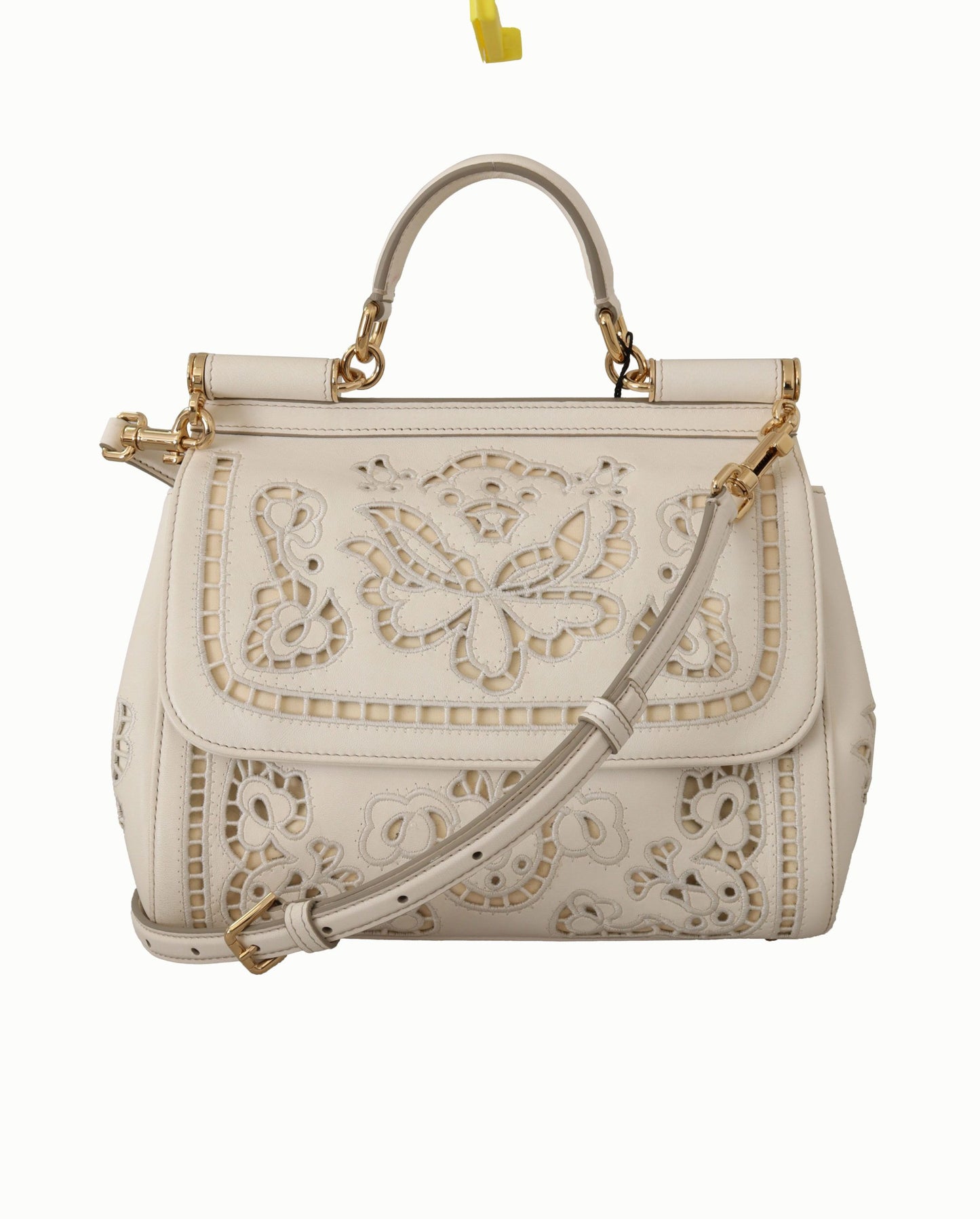 Dolce & Gabbana Elegant White Sicily Leather Shoulder Bag