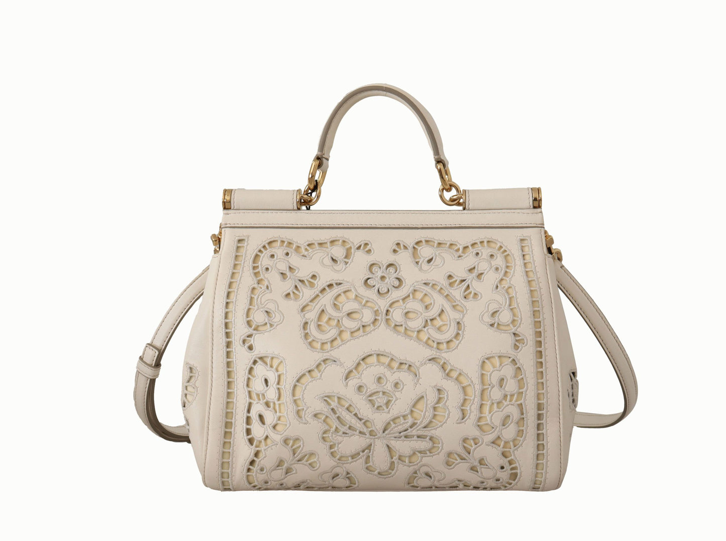 Dolce & Gabbana Elegant White Sicily Leather Shoulder Bag