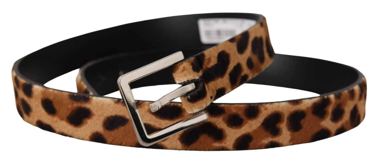 Dolce & Gabbana Elegant Leopard Print Calf Leather Belt