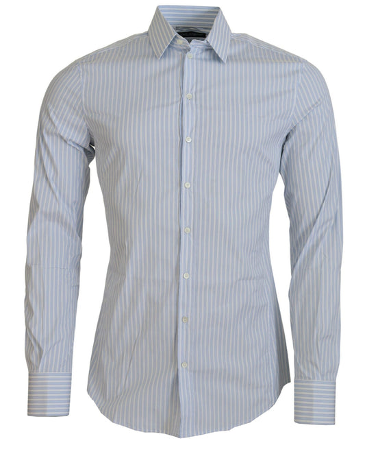 Dolce & Gabbana Blue Striped SICILIA Men Long Sleeves Shirt