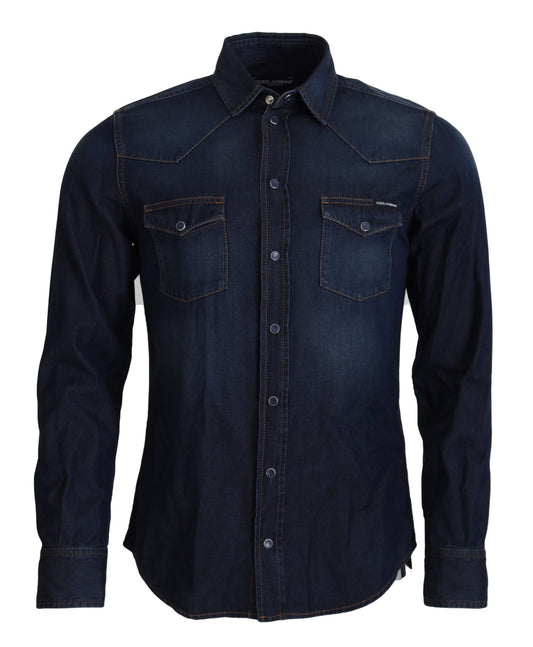 Dolce & Gabbana Slim Fit Casual Denim Shirt in Blue