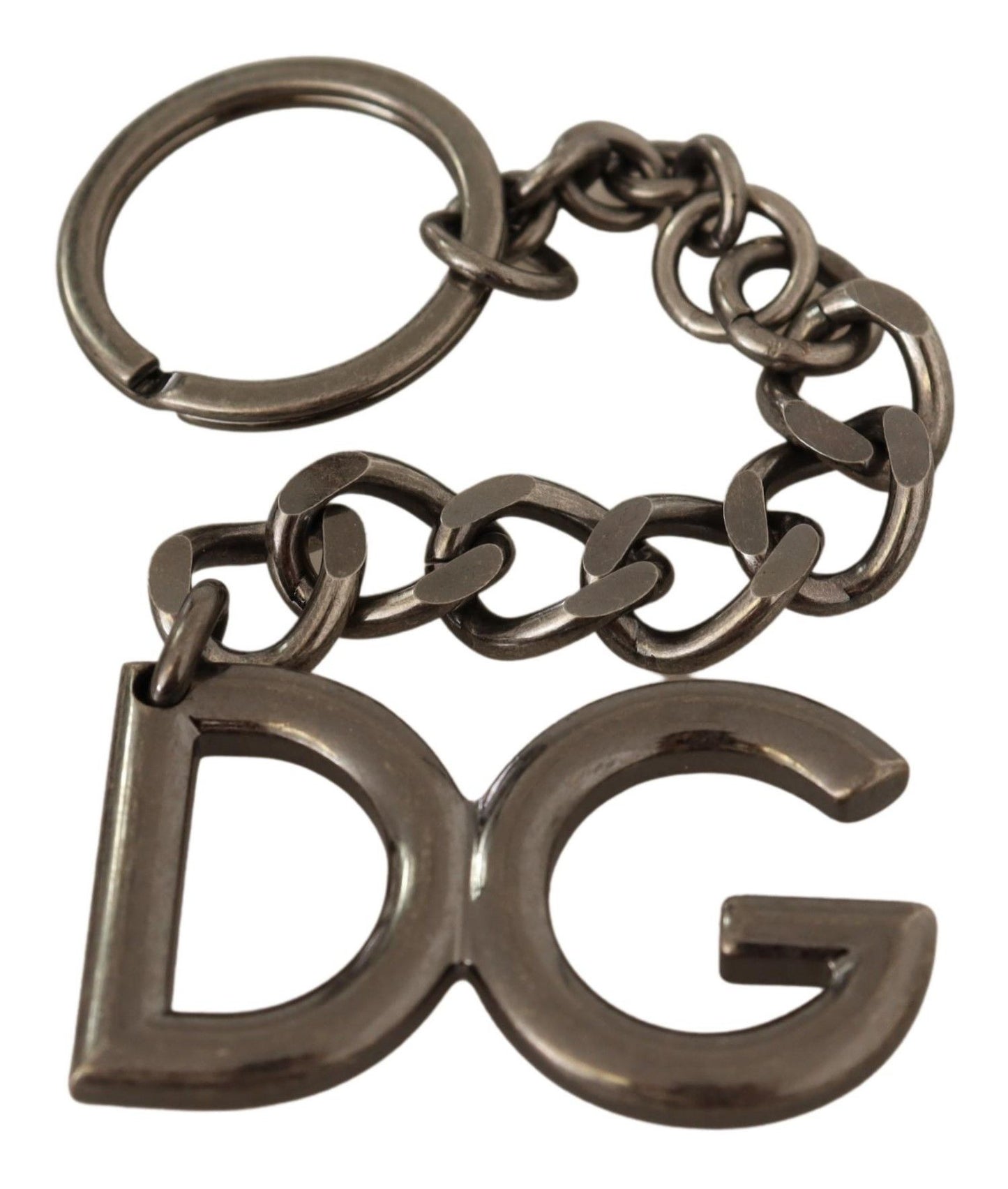 Dolce & Gabbana Elegant Silver-Tone Logo Charm Keyring