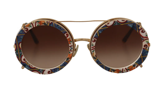 Dolce & Gabbana Elegant Gold-Tinted Clip-On Sunglasses