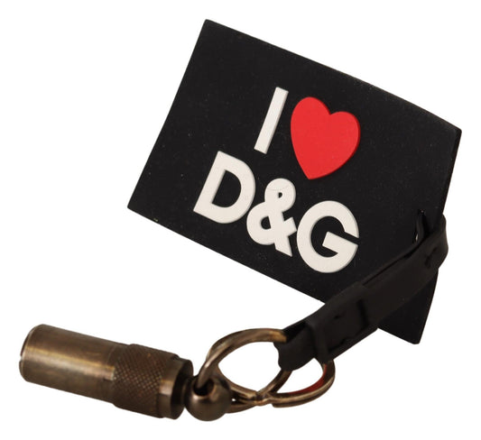 Dolce & Gabbana Elegant Rubber DG Logo Heart Keyring