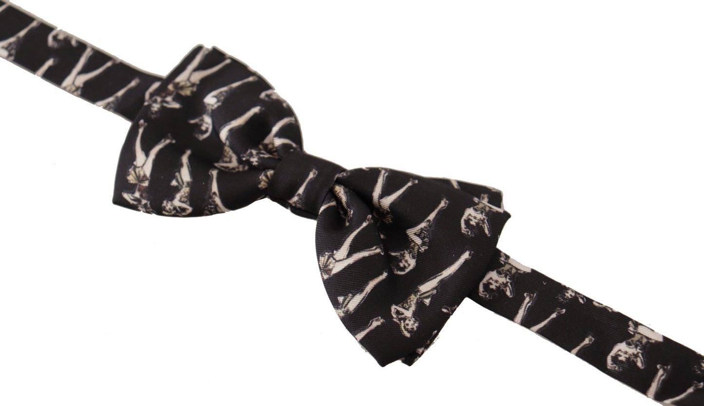 Dolce & Gabbana Elegant Black and White Silk Bow Tie