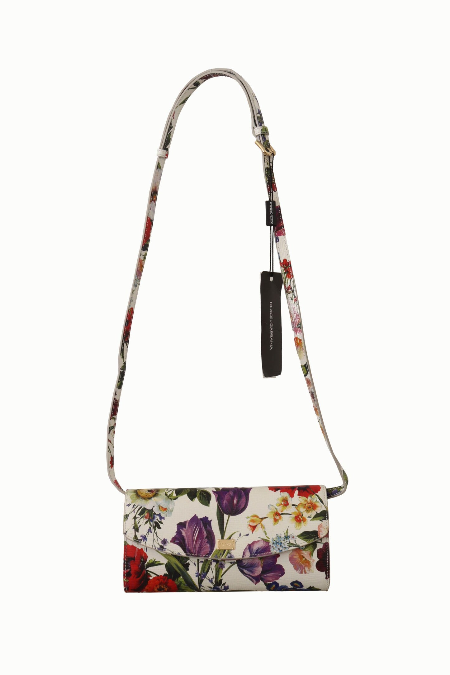 Dolce & Gabbana Elegant Floral Leather Crossbody Clutch