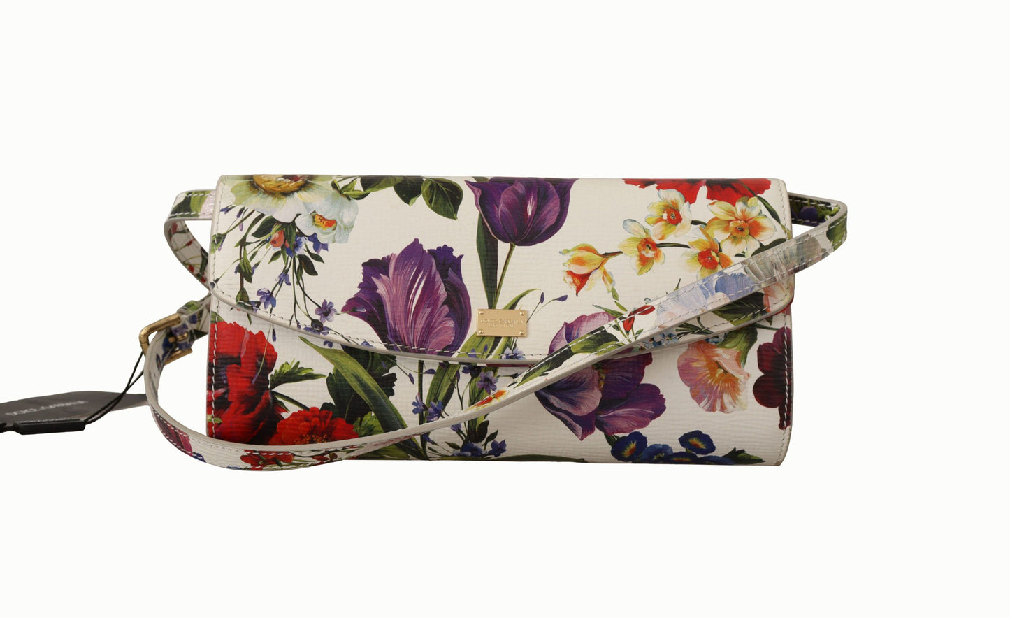 Dolce & Gabbana Elegant Floral Leather Crossbody Clutch