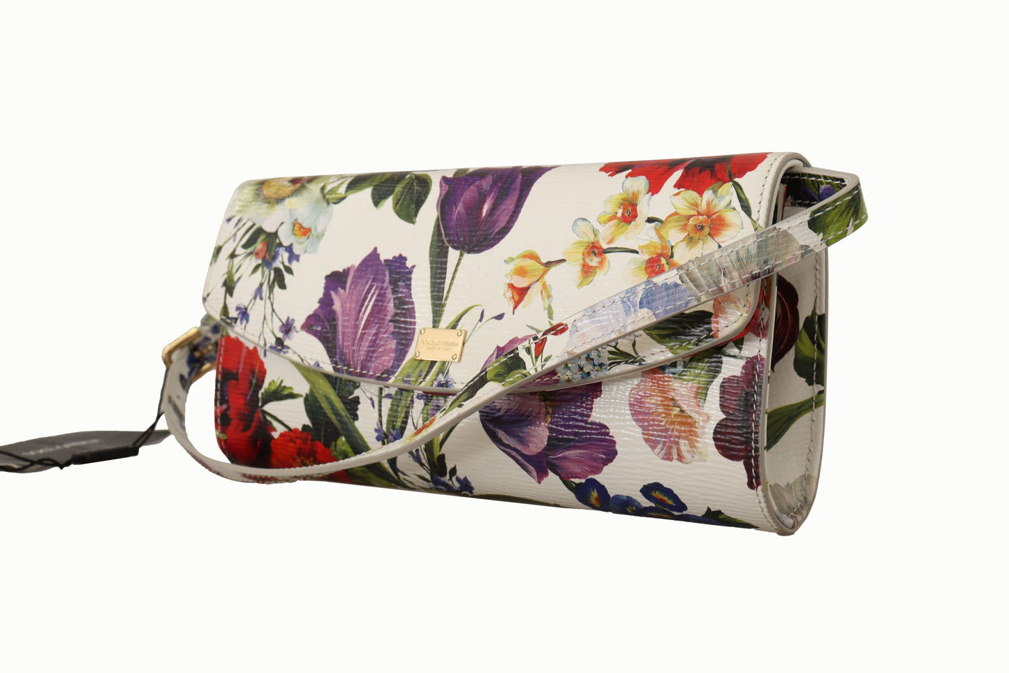 Dolce & Gabbana Elegant Floral Leather Crossbody Clutch