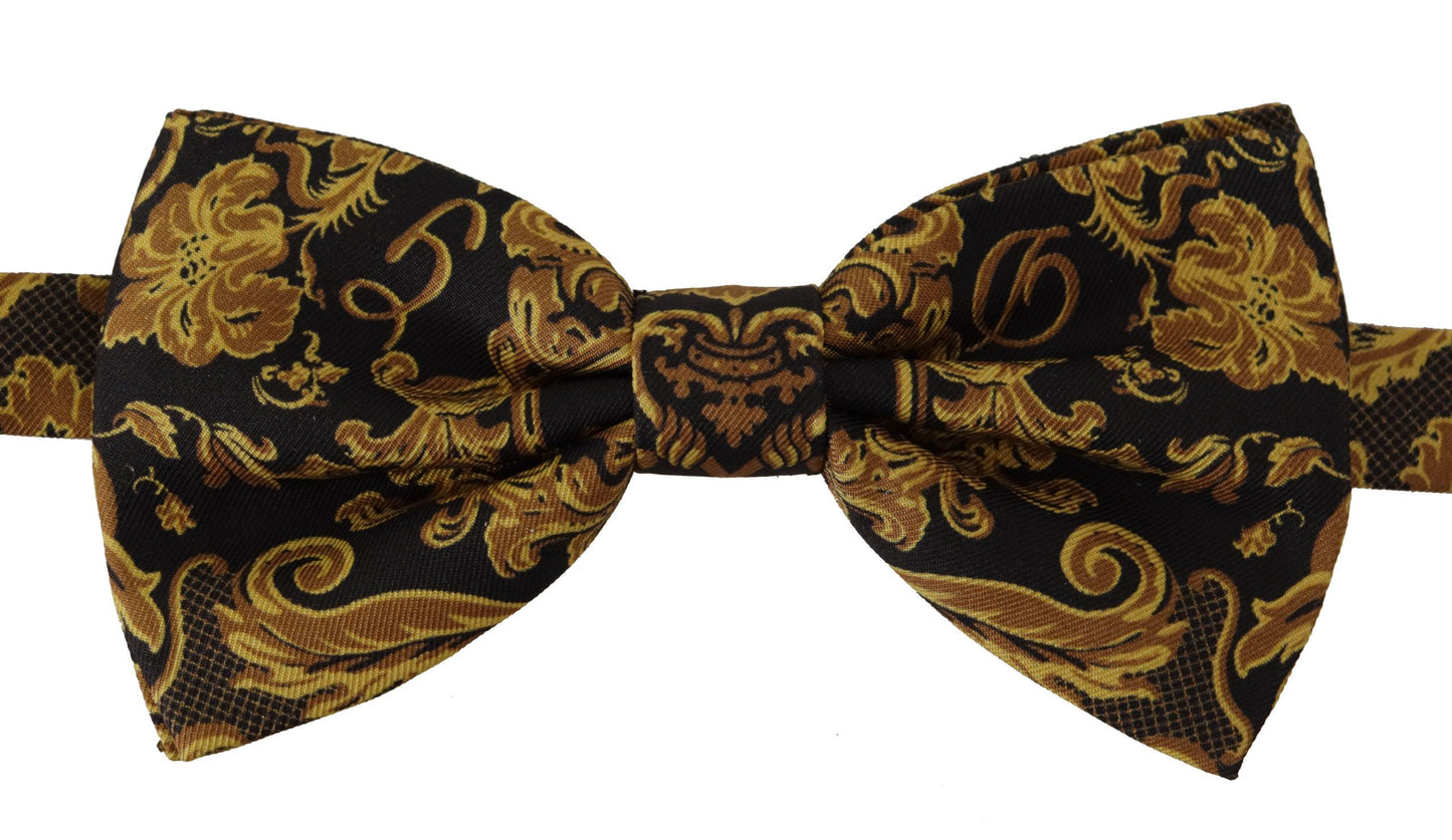 Dolce & Gabbana Elegant Silk Charcoal Bow Tie