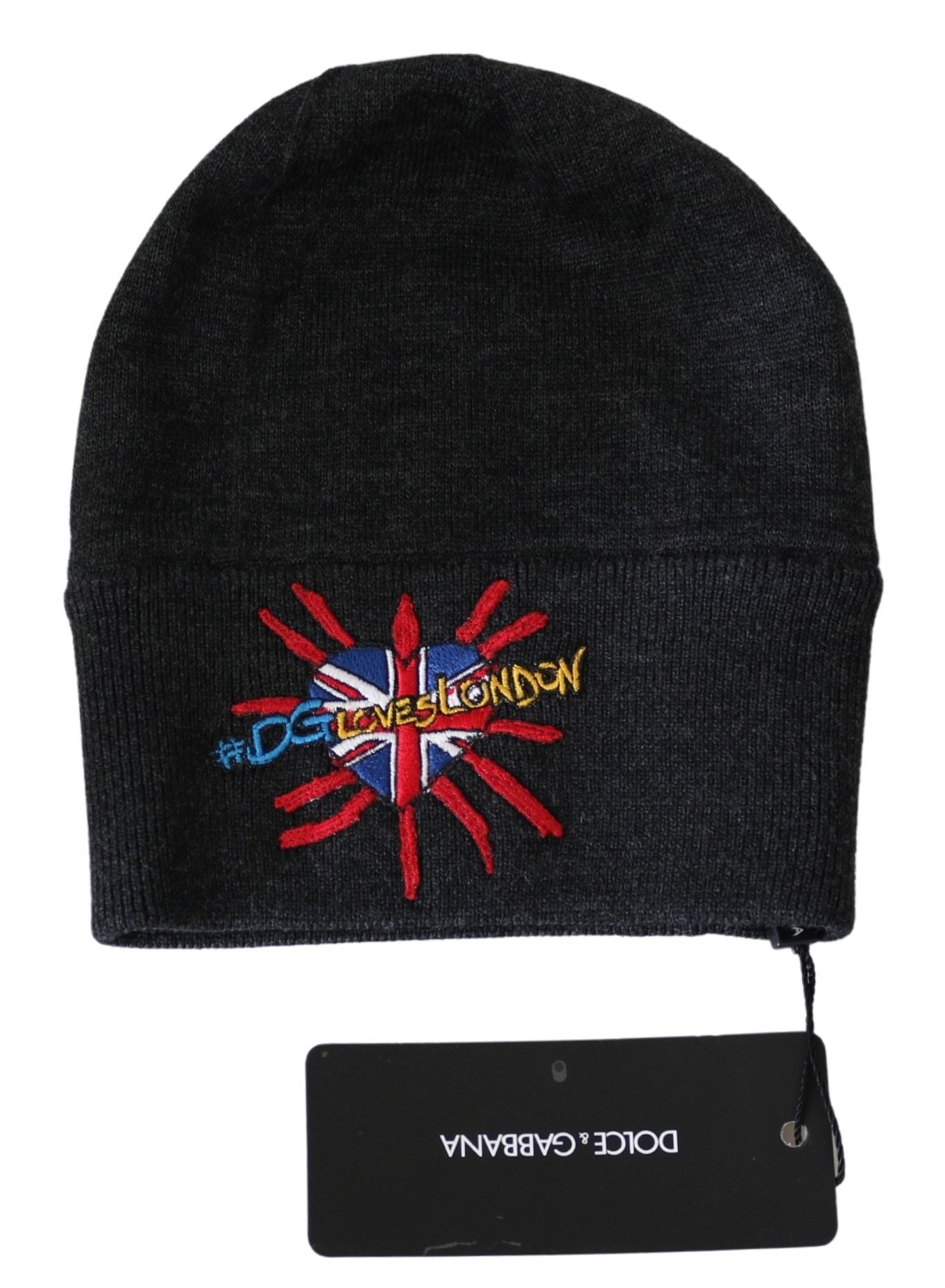 Dolce & Gabbana Elegant Black Wool Beanie with Iconic Patch