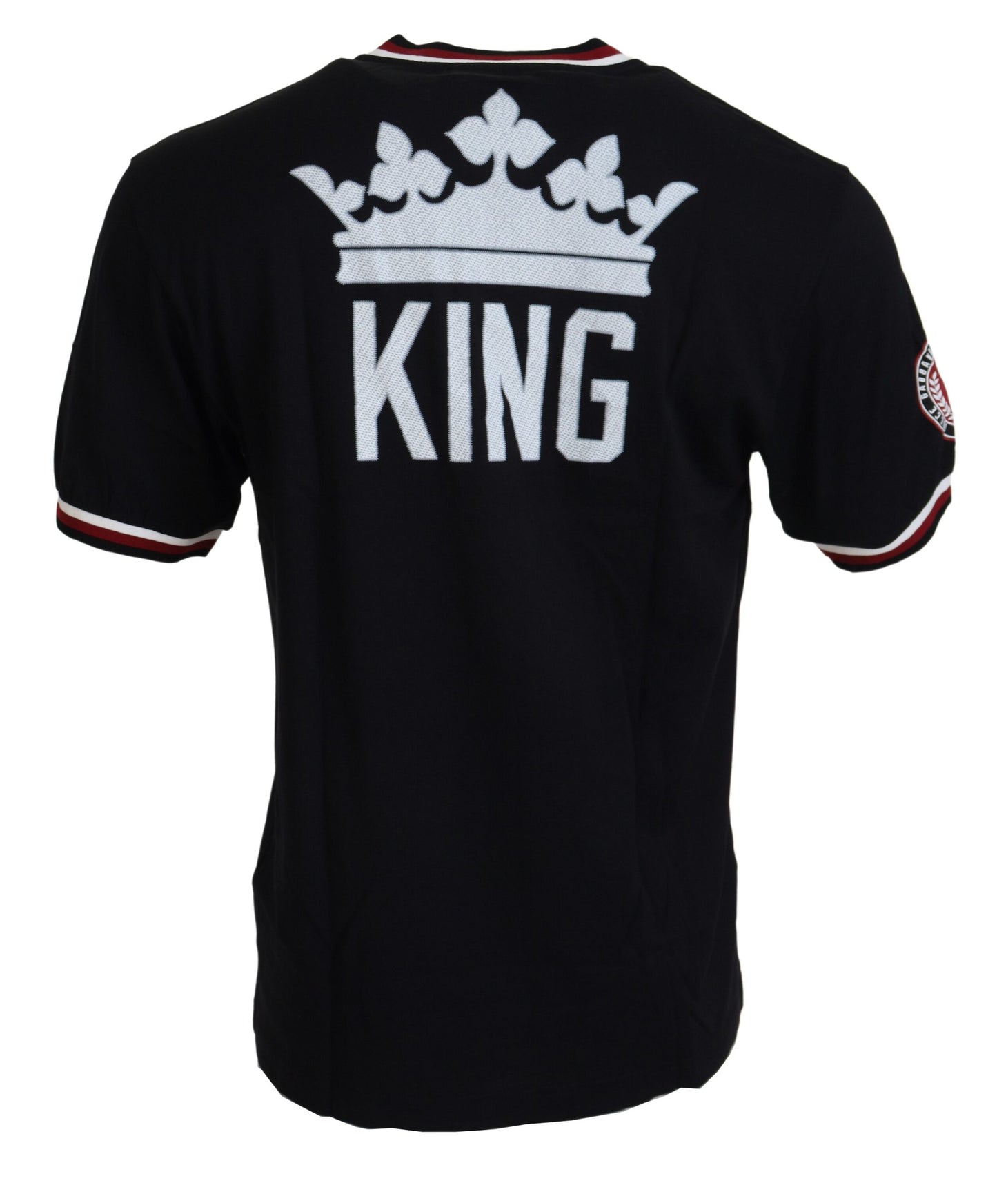 Dolce & Gabbana Regal Crown V-Neck Tee in Lustrous Black