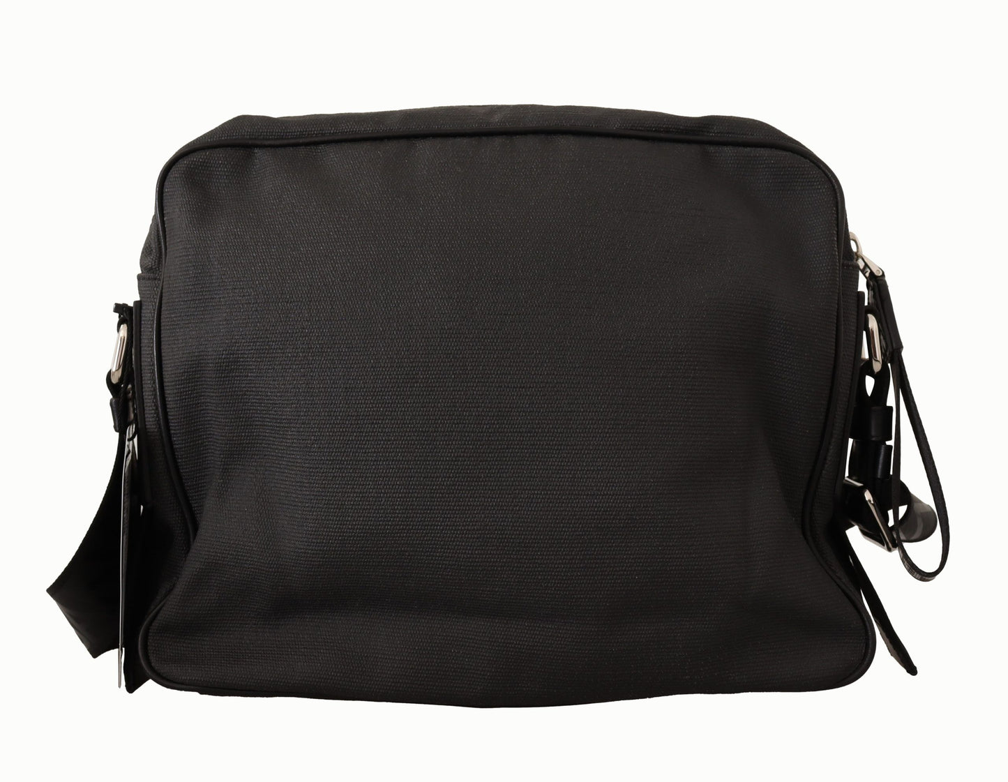 Dolce & Gabbana Elegant Black Canvas Leather Messenger Bag