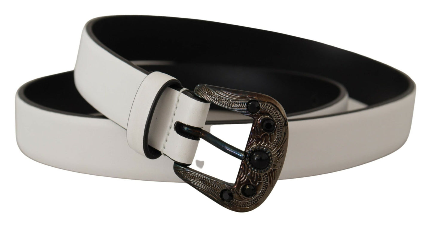 Dolce & Gabbana Elegant White Vitello Leather Belt