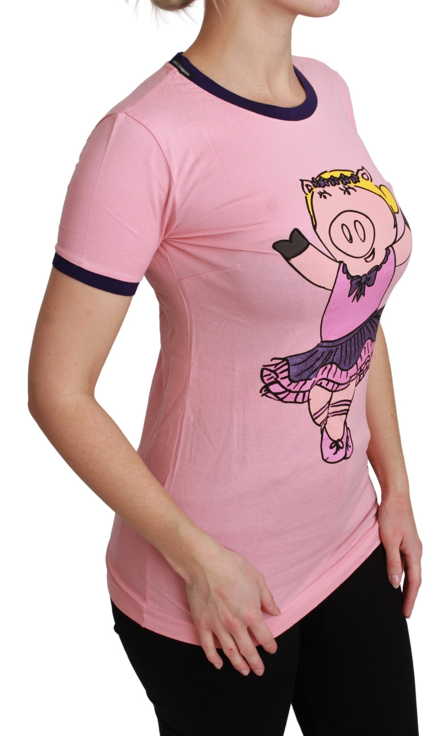 Dolce & Gabbana Pink YEAR OF THE PIG Top Cotton T-shirt