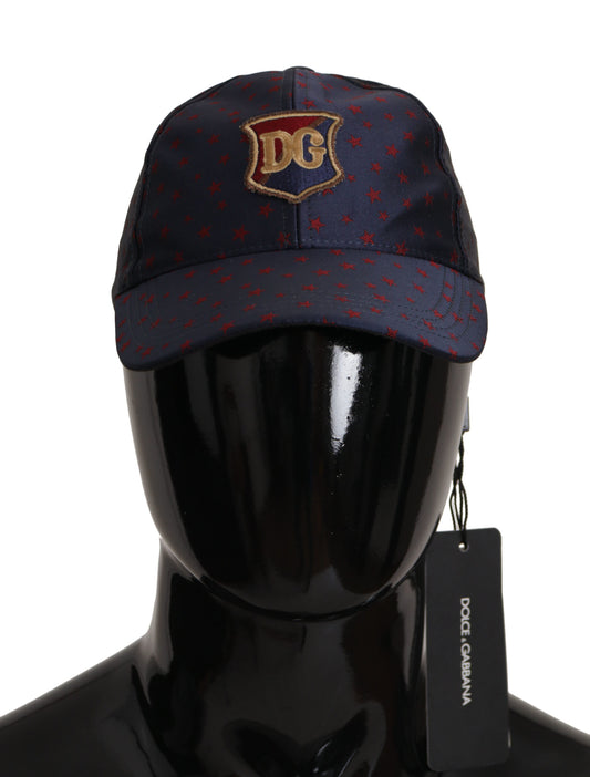 Dolce & Gabbana Blue Red Stars Logo Baseball Men Capello Hat