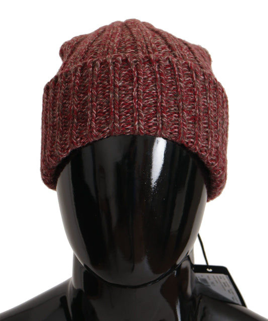 Dolce & Gabbana Bordeaux Cashmere Blend Beanie Hat