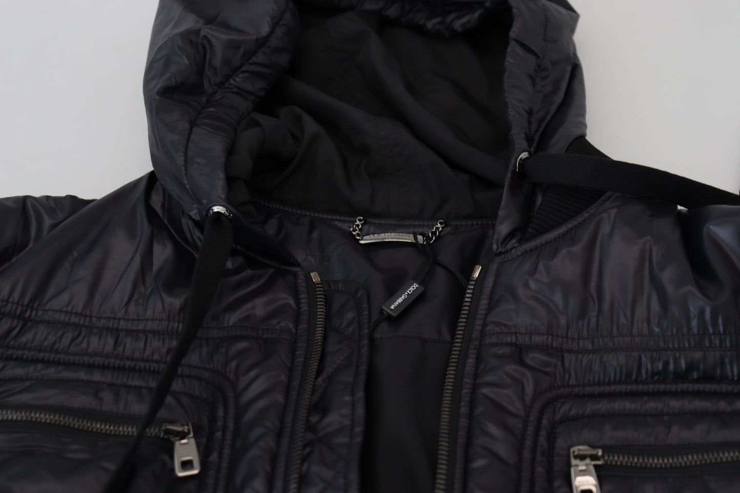 Dolce & Gabbana Elegant Black Bomber Jacket with Hood