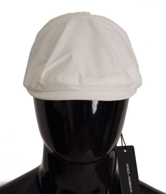 Dolce & Gabbana Chic White Newsboy Cap Cotton Blend