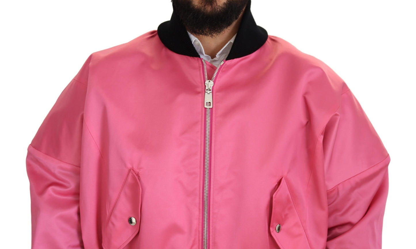 Dolce & Gabbana Elegant Pink Nylon Bomber Jacket