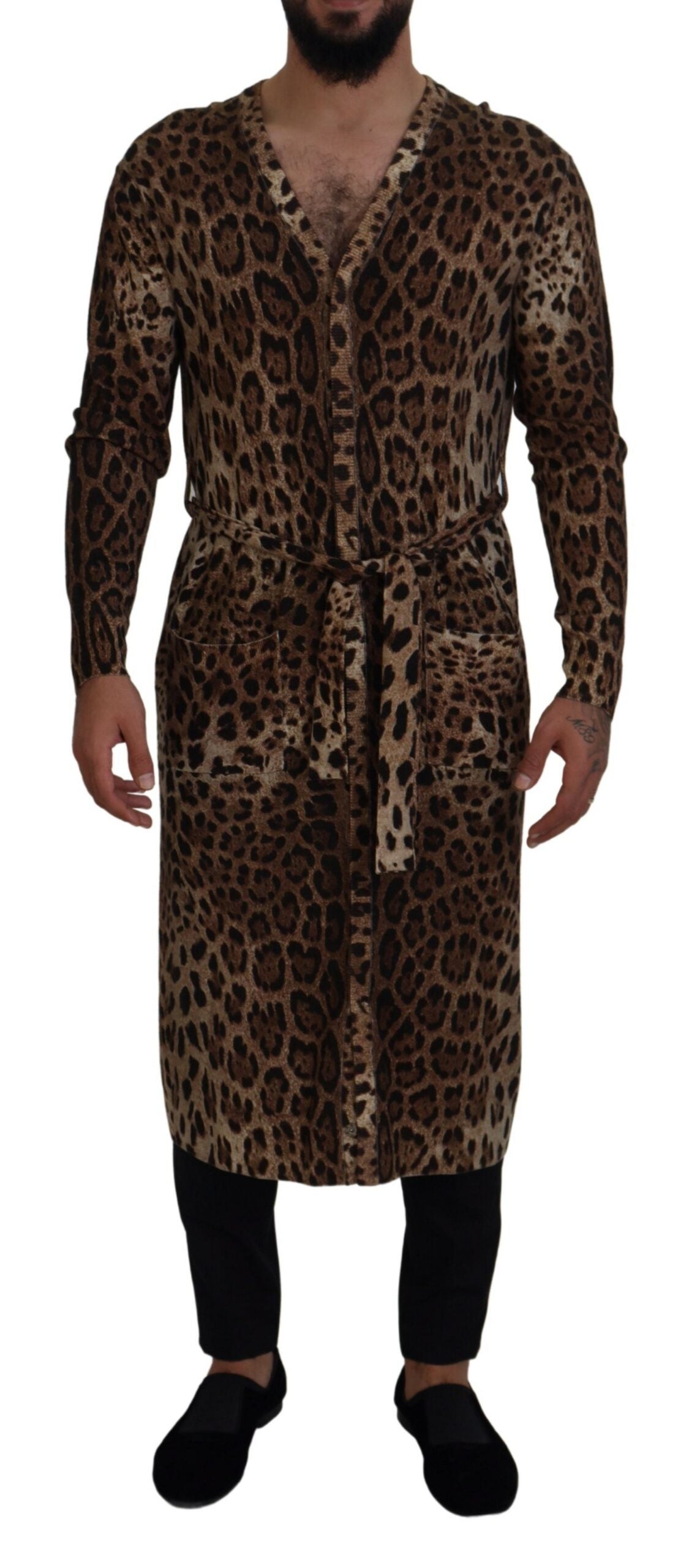 Dolce & Gabbana Elegant Leopard Wool Cardigan Sweater