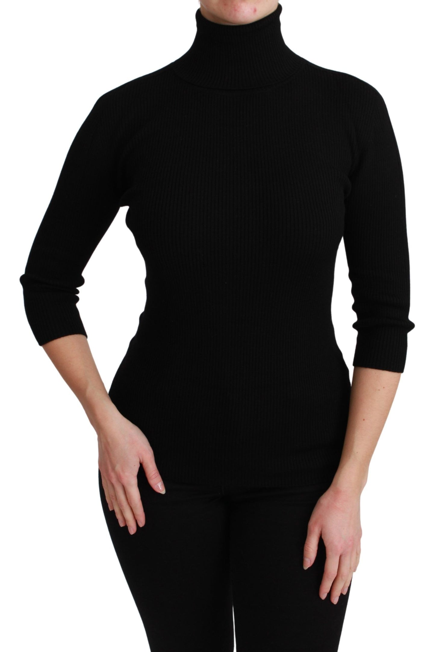 Dolce & Gabbana Elegant Black Wool Turtleneck Sweater