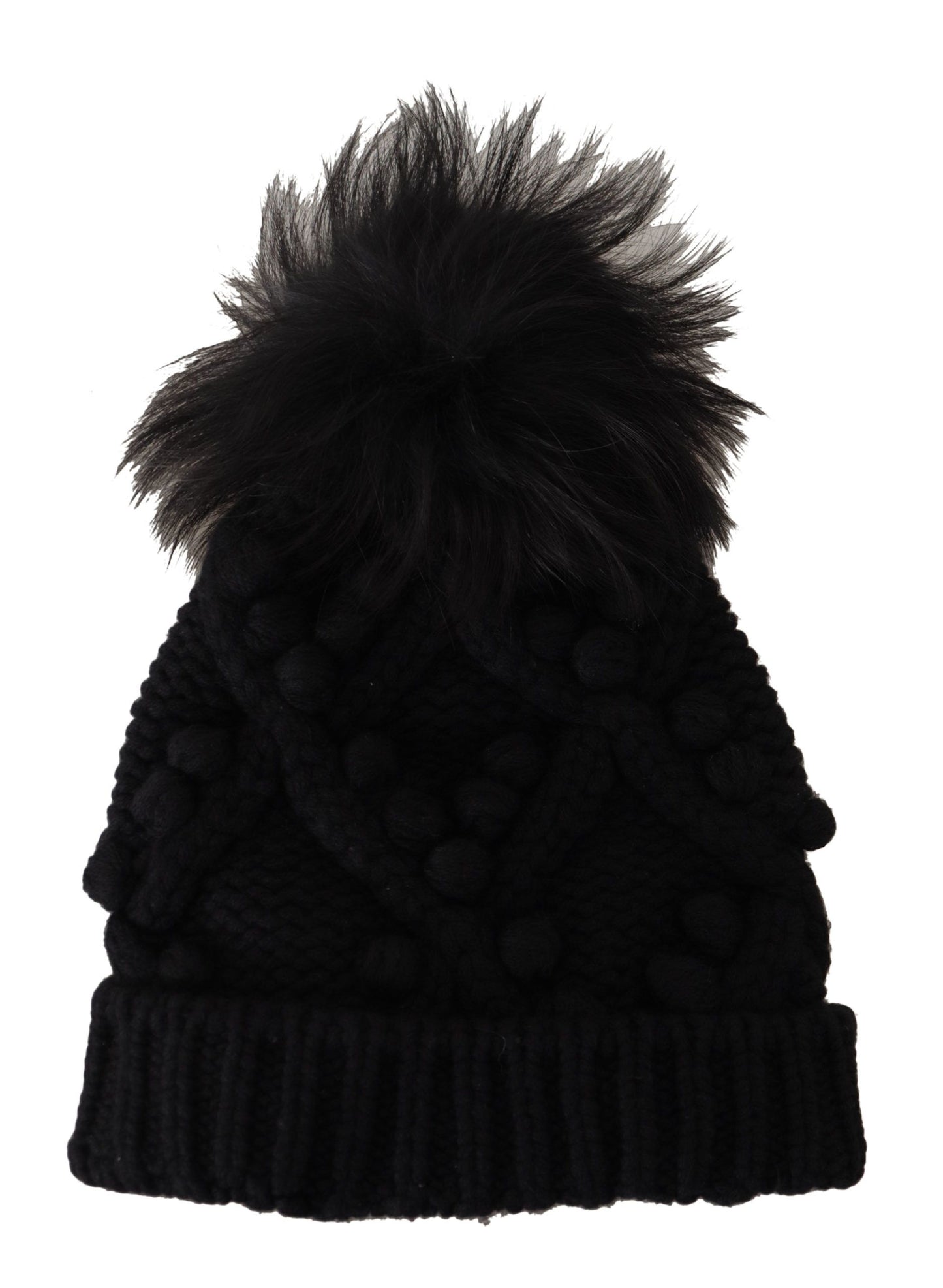 Dolce & Gabbana Elegant Cable Knit Cashmere Bobble Hat